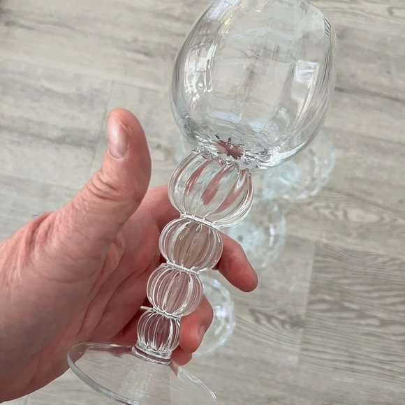 Krosno Poland Optic Crystal Wine Goblets Set of Six - Picture 3 of 8